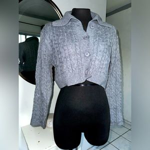 Small Cropped Button Down Sweater Top